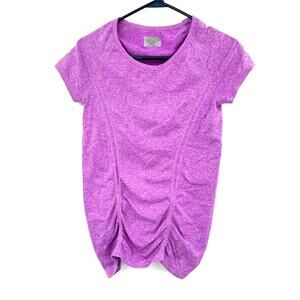 Athleta Size Small Short Sleeve Scrunch Top Shirt Tee Purple Activewear Gym Yoga